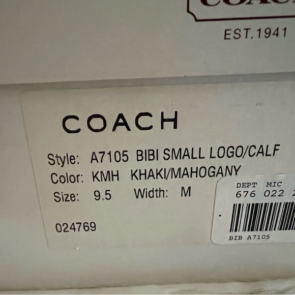 COACH size 9.5 width M in color Khaki/Mahogany Bibi small logo C’s. Lower calf - Picture 8 of 9